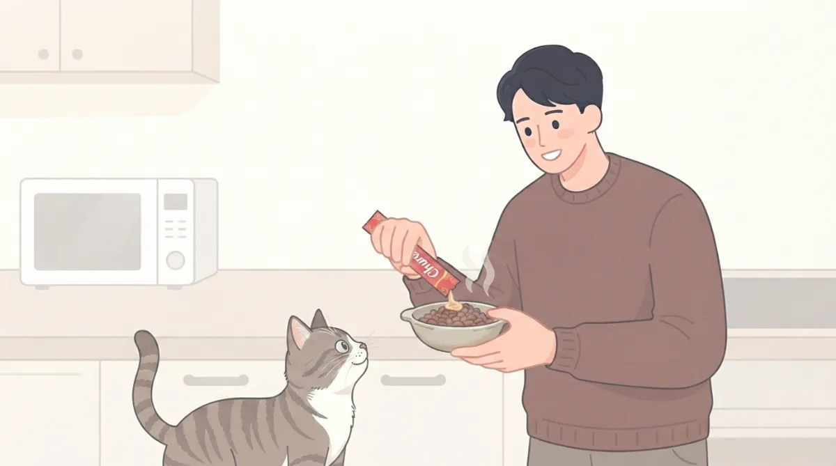 いつものご飯にチュールを混ぜてみる